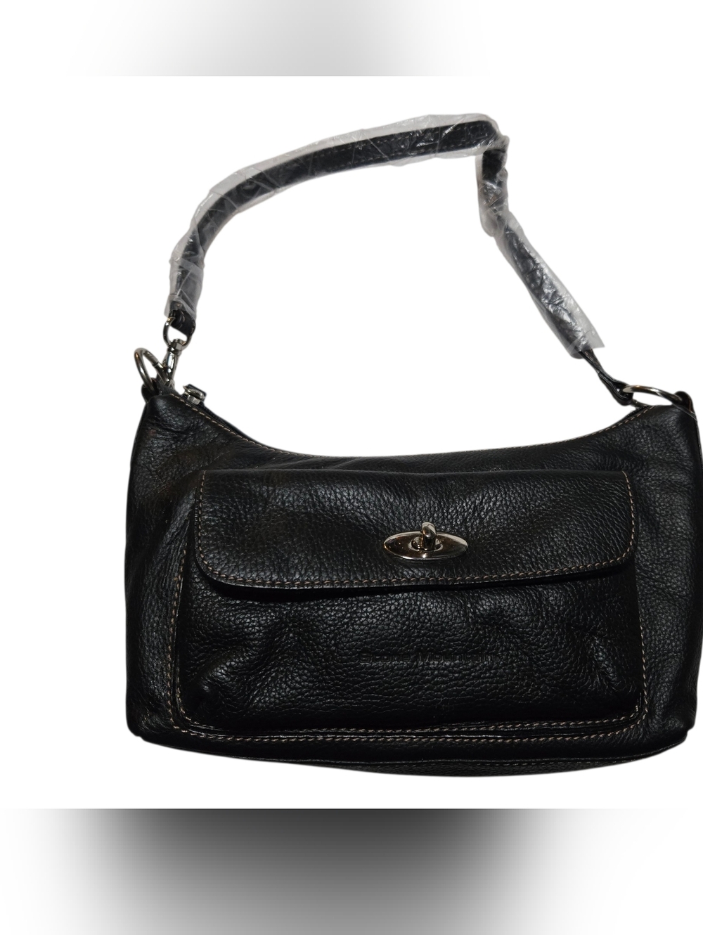 Stone Mountain  Black Leather Shoulder Bag